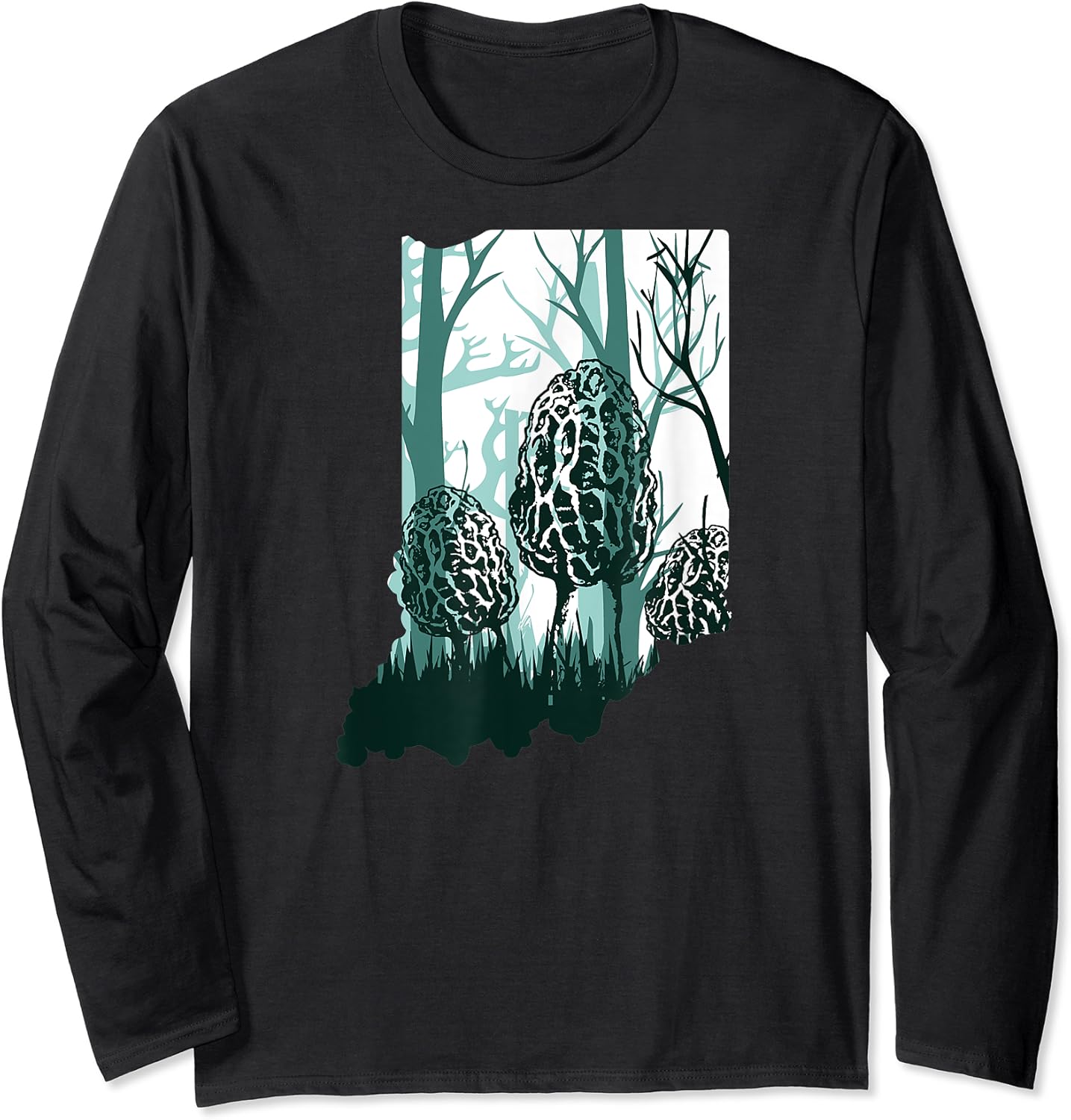 Indiana Map Morel Mushroom Hunting Shrooming Morels Fungi Tshirt Minaze